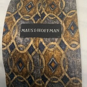 Mays & Hoffman Geometric Pattern Tie - Blue and Gold 100% silk